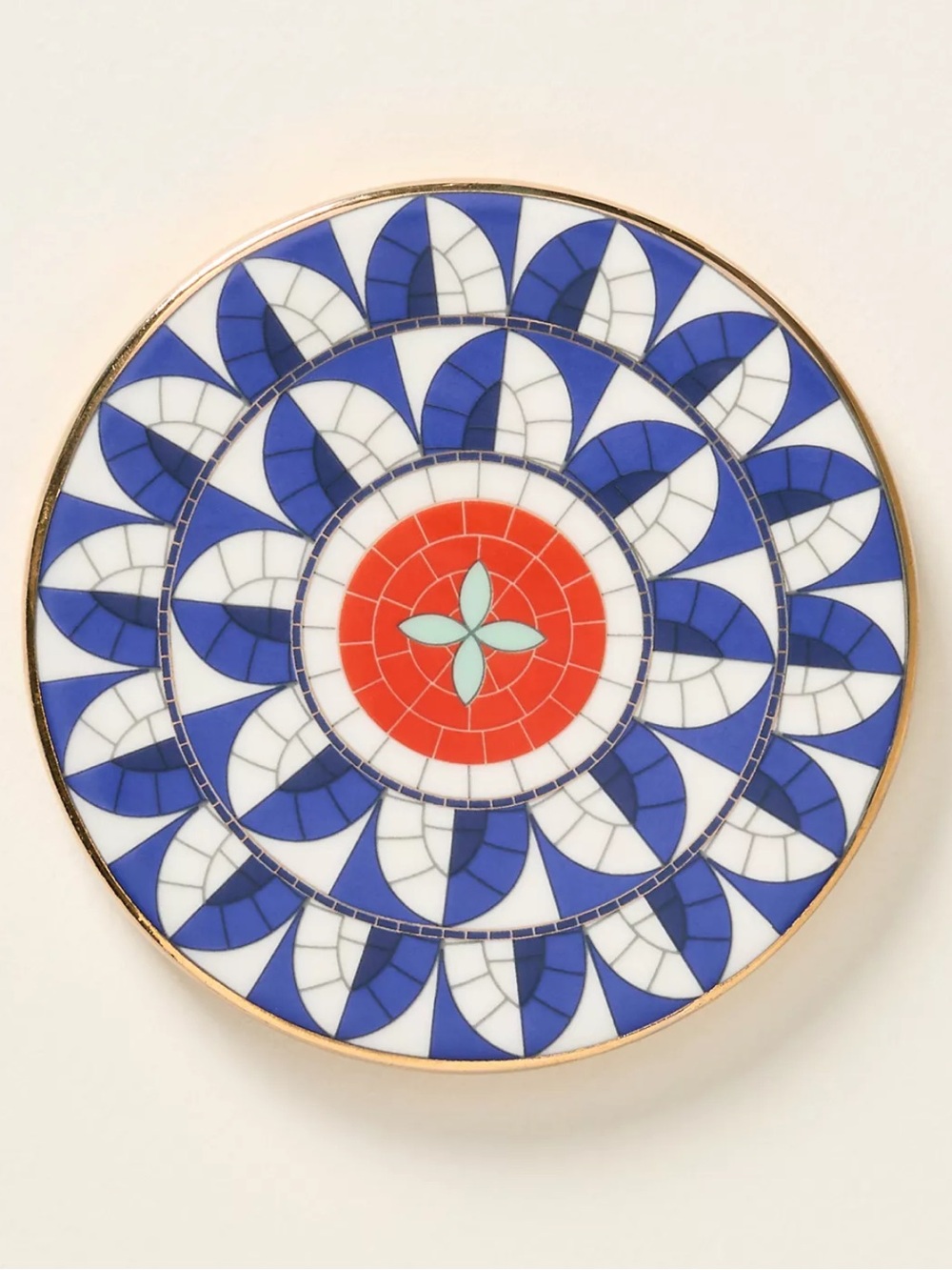 Anthropologie Bistro Tile Stoneware 24k Gold Accent Italia Coaster